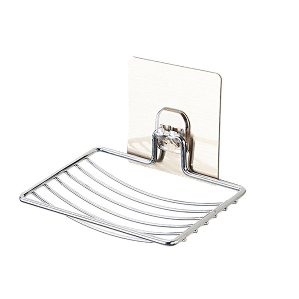 Stainless Steel Soap Dish Holder Self Adhesive Storage Soap Rack Plate Sliver Shower Tray for Kitchen Bathroom Accessories