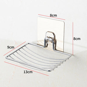 Stainless Steel Soap Dish Holder Self Adhesive Storage Soap Rack Plate Sliver Shower Tray for Kitchen Bathroom Accessories