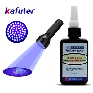 Strong power 51led UV light +Kafuter 50ml UV Glue UV Curing Adhesive K-300 Transparent Crystal and Glass Adhesive