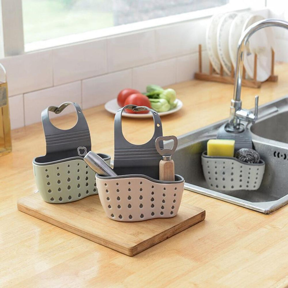 Kitchen Utensils Sink Double Drain Bag Storage Rack Sponge Pool Storage Supplies Hanging Basket Drain Rack