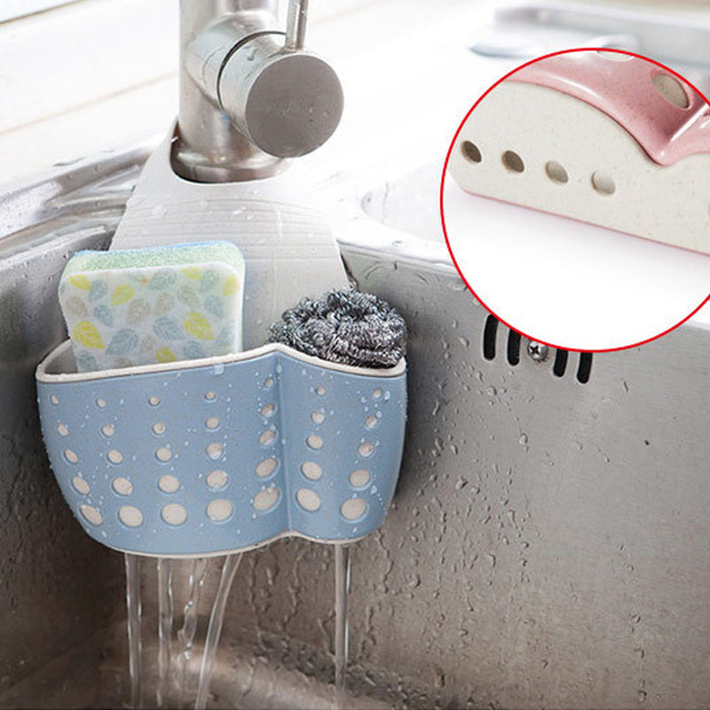 MeyJig Kitchen Sponge Drain Rack Sink Sponge Holder Wheat Fiber Storage Basket Bathroom Organizer Soap Shelf Hanging Basket Wash