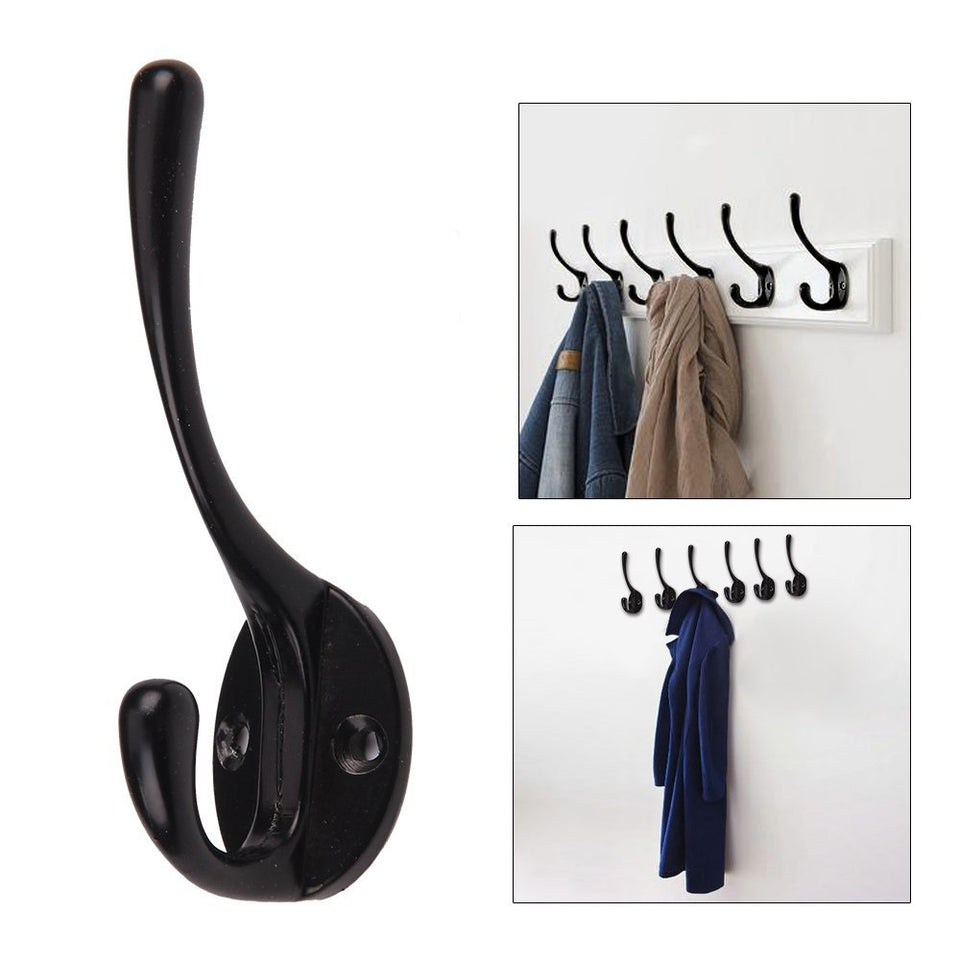 10 pcs black Zinc alloy Double Coat Hook Classic Antique Industrial Style Iron Hanger