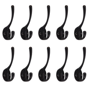 10 pcs black Zinc alloy Double Coat Hook Classic Antique Industrial Style Iron Hanger