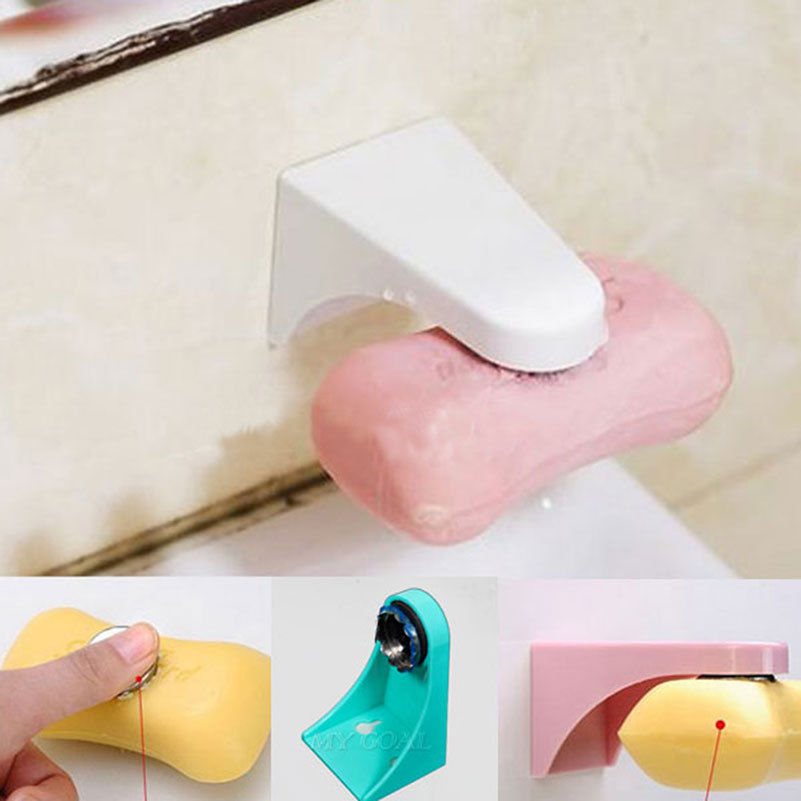 Hot Magnetic Soap Holder Dispenser Kitchen Bathroom Shower Adhesive Wall Attachment Soap Dish Stainless Steel Wooden Soap Dishes