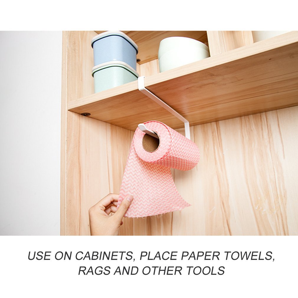 Practical Kitchen toilet roll paper towel rack holder creative no Punch Cabinet Napkins Hanger Cling Film Storage Wardrobe Door