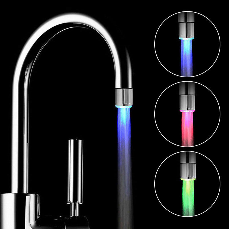 7 Colors RGB Changing Glow LED Water Faucet Stream Light Shower Tap Head Kitchen Pressure Sensor Bathroom Accessory