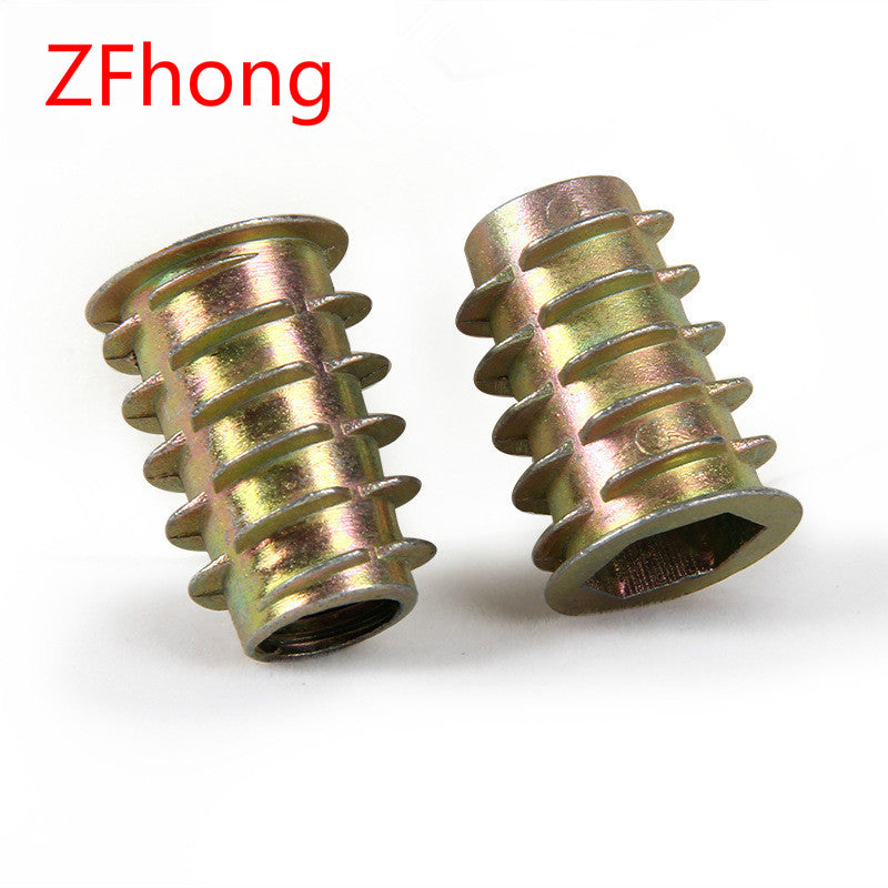 10-50Pcs M4 M5 M6 M8 M10 Zinc Alloy Thread For Wood Insert Nut Flanged Hex Drive Head Furniture Nuts