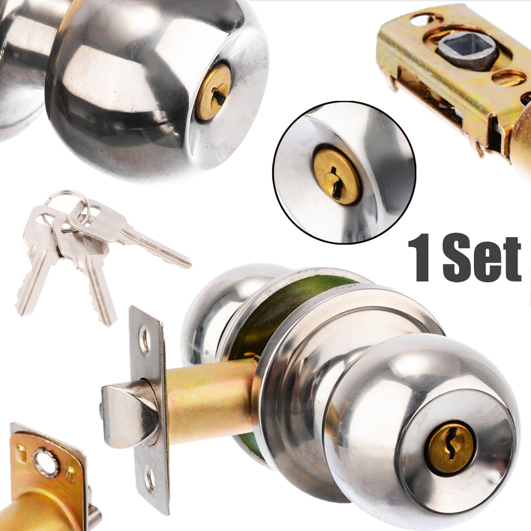 Mayitr Stainless Steel Round Ball Privacy Door Knob Set Bathroom Handle Lock With Key For Home Door Hardware Supplies